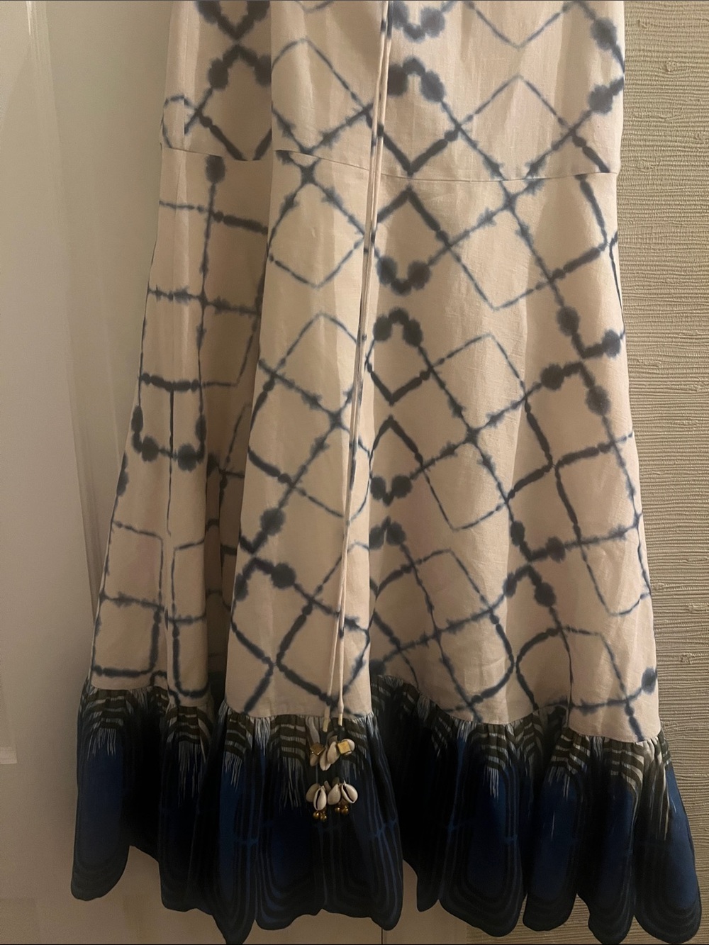 Alexis Nuri midi Cotten Linen Midi Dress Blue and Cream tye dye Moda Operandi - Picture 8 of 12